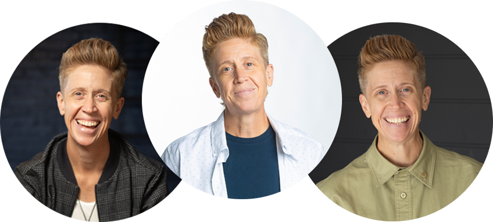 Heather in three different circled pictures